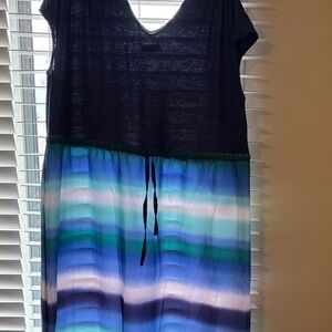 Pure Energy Navy and Teal Maxi Dress